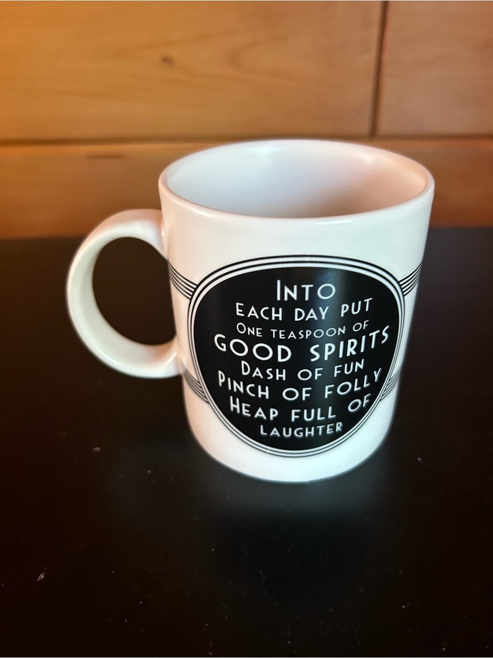 White Ceramic Mug with Black Inspirational Motto